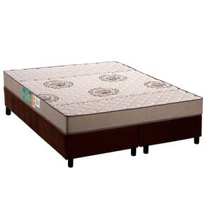 Conjunto Box Queen: Colchão Espuma Polar D33 Pérola Clean + Base CRC Suede Brown (158x198)