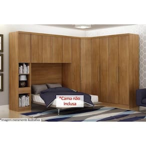 Modulado de Quarto Rizon 5 Peças (1 Armário Ponte + 1 Closet + 2 Guarda Roupas + 1 Complemento) QCM03 Freijo Cumaru - Novo Horizonte