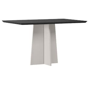 Mesa de Jantar Anitta 135X90 cm com Vidro Off White Preto – New Ceval