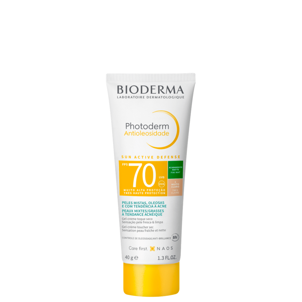 Bioderma Photoderm Antioleosidade FPS 70 1 Muito Claro - Protetor Solar Facial com Cor 40g