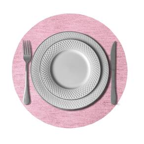8 Jogo Americano Redondo Juta Rosa Impermeável Pvc