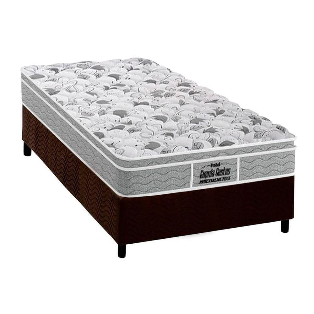 Cama Box Solteiro: Colchão Ortopédico Probel D45/EP Anatômico Guarda Costas Próextreme Plus + Base CRC Suede Brown(88x188)