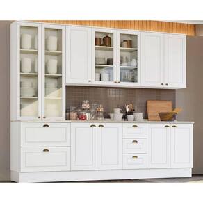 Cozinha Completa Americana 7 Peças (2Aéreos+2Balcões+1Paneleiro+2Complementos) C5P44 Branco - Henn