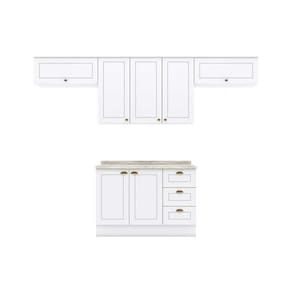 Cozinha Modulada Completa Americana 5 Peças (3 Armários + 1 Balcão + 1 Complemento) C5P11 Branco - Henn