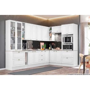 Cozinha Modulada Henn Americana 14 Peças (3 Armários + 4 Balcões + 1 Paneleiro + 6 Complementos) C14P01 Branco
