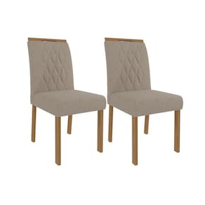 Kit 2 Cadeiras Sala Jantar Juliana Wood 2 Un Nature-Madeirado/ Linho Bege - Cimol