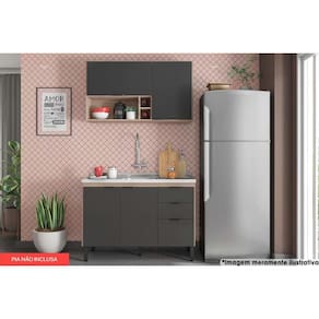 Kit de Cozinha Completa 2 Peças Firenze (1 Aéreo + 1 Balcão) CP11 Avena/Grafito - Demóbile