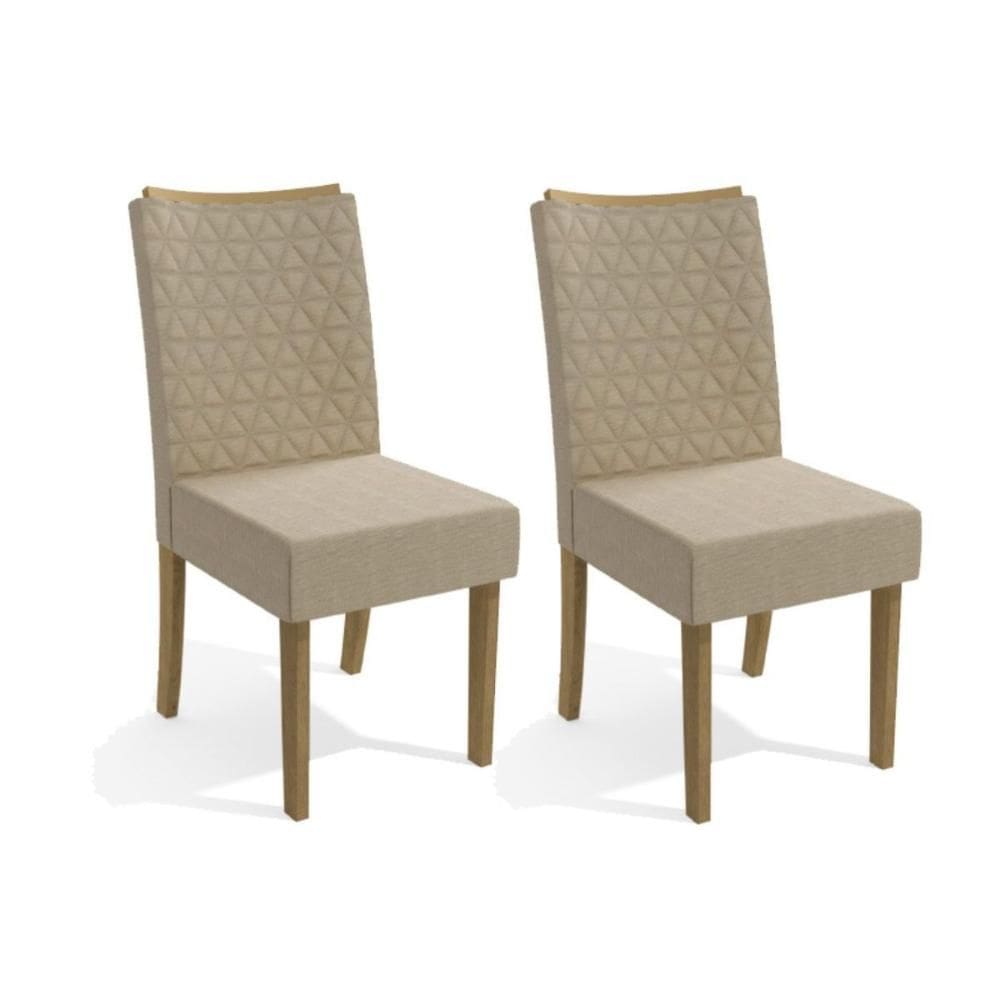 Kit 2 Cadeiras Sala Jantar 2CAD129FR 2 Un Freijo/Linho Bege - Kappesberg