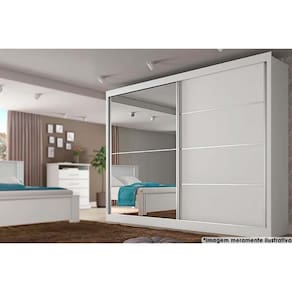 Guarda Roupas 2 Portas de Correr e 4 Gavetas c/ 1 Espelho Verona Plus Branco - Europa