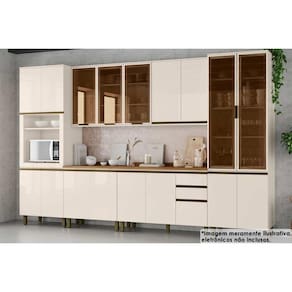 Cozinha Completa Connect 9 Peças (3Aéreos+2Balcões+2Paneleiros+2Complementos) C5P84 Off White - Henn