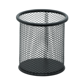 1 Porta Acessórios Lápis Caneta Para Mesa em Metal Aramado Redondo Preto - KIT
