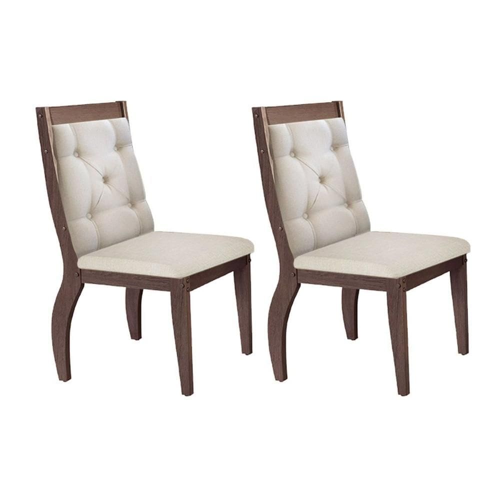 Kit 2 Cadeiras Sala Jantar Ágata 2 Un Café/Suede Creme - Rufato