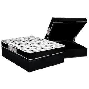 Conjunto Box Baú Casal: Colchão Espuma Luckspuma D45 Gran Luck + Base CRC Suede Black (138x188)