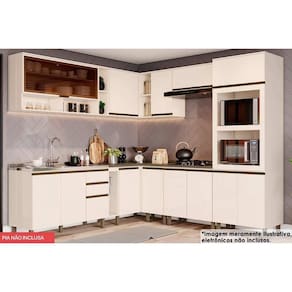 Cozinha Completa Connect 16 Peças (4Aéreos+4Balcões+1Paneleiro+7Complementos) s/Pia C16P01 Off White - Henn