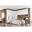 Modulado de Quarto Rizon 5 Peças (1 Armário Ponte + 1 Closet + 2 Guarda Roupas + 1 Complemento) QC202 Freijo Cumaru c/ Fendi - Novo Horizonte - Blush