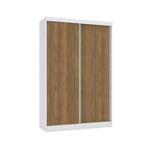 Guarda Roupa Solteiro 2 Portas de Correr e 2 Gavetas N571 Branco/Nogueira - Kappesberg