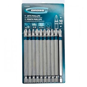 Jogo Bits S2 Phillips Ph2 90mm Com Encaixe 1/4 Pol 10 Pçs