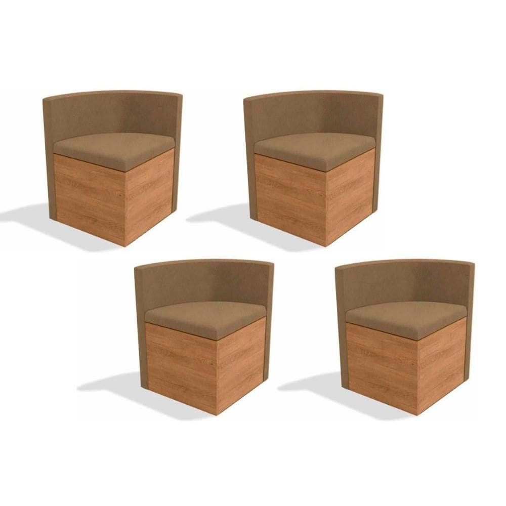 Kit 4 Cadeiras de Cozinha 4CAD800 4 Un Nogal-Freijó/ Suede Caramelo D05 - Kappesberg