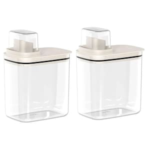 Kit 2 Dispensers para Amaciante e Sabão Líquido 1,5L Flow Bege com Tampa Medidora Ou