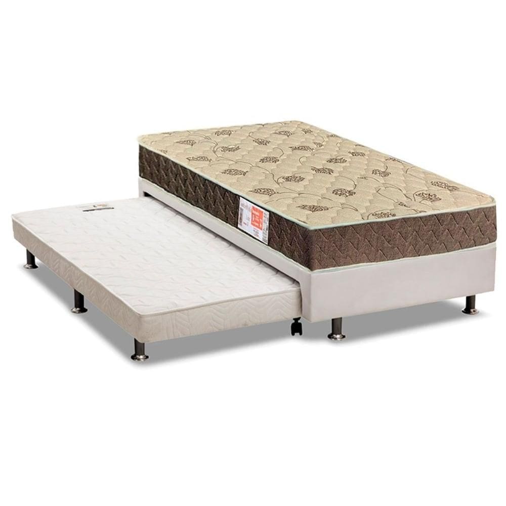 Conjunto Box Solteiro: Colchão Espuma Orthoflex D33 Comfortpedic Line + Base CRC Courano White (88x188)