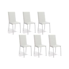 Cadeira Sala de Jantar Amsterdã C091 Kit 6 Un Cromada/Branco 106 - Kappesberg