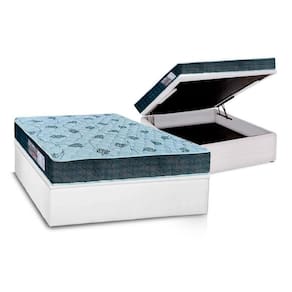 Cama Box Baú Casal: Colchão Espuma Orthoflex D45 / EP Cecina + Base CRC Courano White(138x188)
