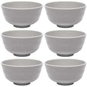 6 Bowls Cumbucas de Melamina 350ml Lyor Yakisoba Cereal Tóquio Granilite Cinza