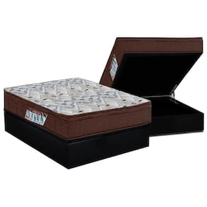 Cama Box Baú Casal: Colchão Anatômico Ortobom D45 ISO 150 Mega Firme + Base CRC Suede Black (138x188)