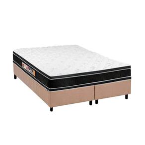 Cama Box King: Colchão Espuma D33 Castor Black e White Double Face + Base CRC Suede Clean(193x203)