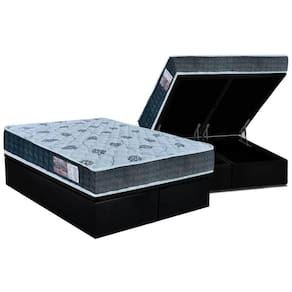 Cama Box Baú King: Colchão Ortopédico Orthoflex D45 / EP Cecina + Base CRC Suede Black(193x203)