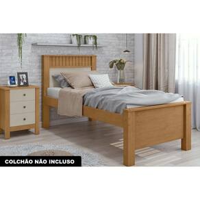 Cama Solteiro Athenas Amendoa/Off White-Amendoa - Lopas