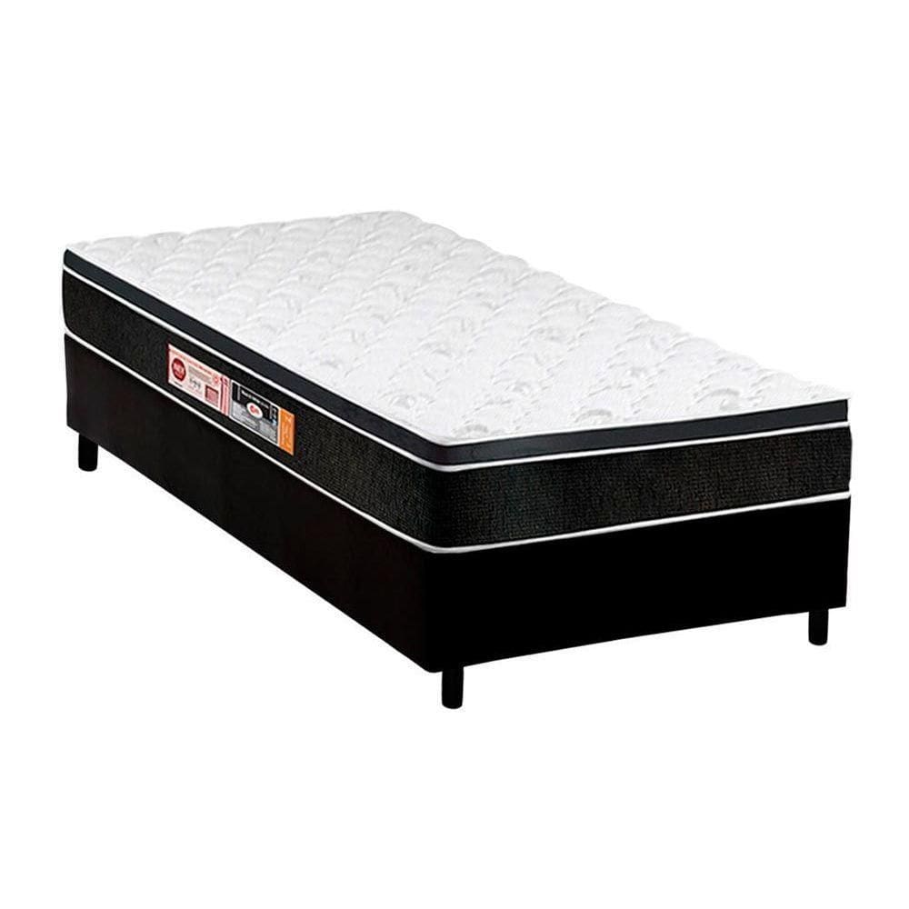 Cama Box Solteiro: Colchão Espuma Castor D45 Black e White Air + Base CRC Courano Black(88x188)