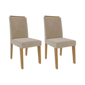 Kit 2 Cadeiras Sala Jantar Nicole 2 Un Savana-Nature/Suede Nude Bege - Cimol