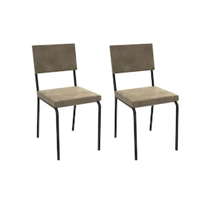 Cadeira Sala de Jantar Zaria 2C128 Aço Kit 2 Uni Preto/Suede Bege - Kappesberg