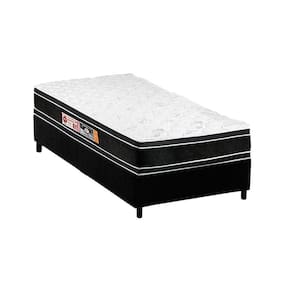 Conjunto Box Solteiro: Colchão Espuma Castor D33 Black e White + Base CRC Suede Black (88x188)