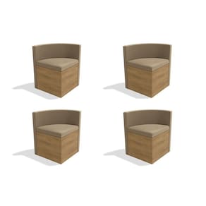Kit 4 Cadeiras de Cozinha 4CAD800 4 Un Freijó - Assento/Encosto Suede Bege Geométric - Kappesberg
