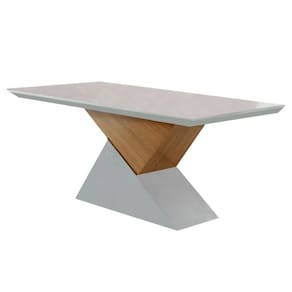 Mesa de Sala Jantar Dubai c/ Tampo 180x90cm Madeirado Canto Reto - Imbuia/Off White - Rufato