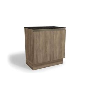 Balcão de Cozinha p/ Cooktop c/ Tampo Maxxi G744 c/ 2 Portas 80cm Nogal/Preto Brilho - Kappesberg