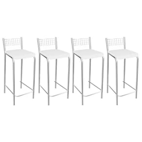 Banqueta de Cozinha Gênova 1B705CR 4 Un Cromado/Courano Branco - Kappesberg