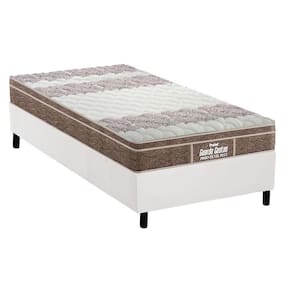 Cama Box Solteiro: Colchão Espuma D33 Probel /EP Anatômico Guarda Costas Próintense Plus + Base CRC Suede White(88x188)