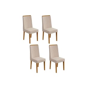 Kit 4 Cadeiras Sala Jantar Exclusive 4 Un Rovere/Amêndoa/Linho Rinzai Bege - Lopas
