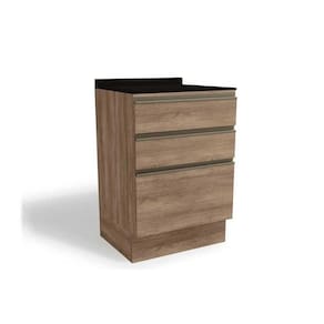 Gabinete de Cozinha Modulado Balcão Maxxi G743 3 Gavetas c/Tampo 60cm Nogal/Preto - Kappesberg
