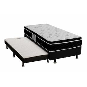 Cama Box c/ Auxiliar Solteiro: Colchão Ortobom Nanolastic Physical + Base CRC Courano Black (88x188)