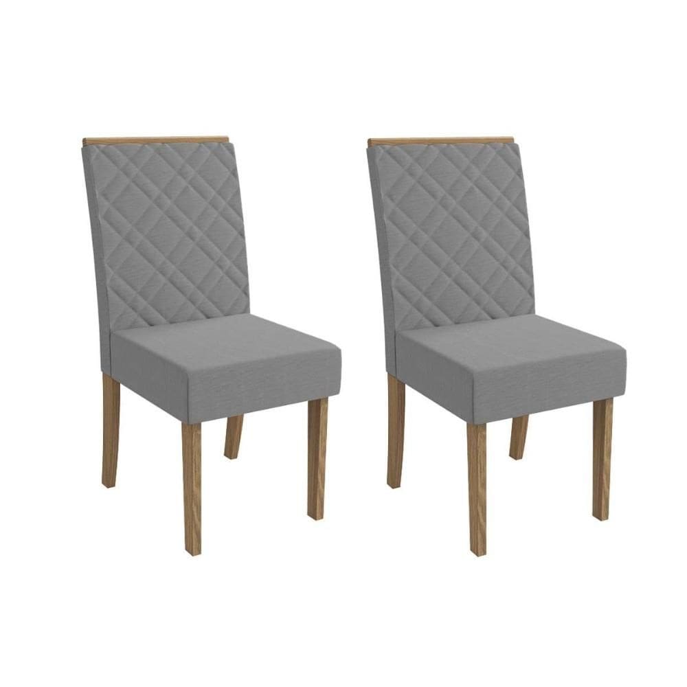 Cadeira Sala de Jantar 2CAD149NG Kit 2 Un Nogueira/Boucle Cinza - Kappesberg