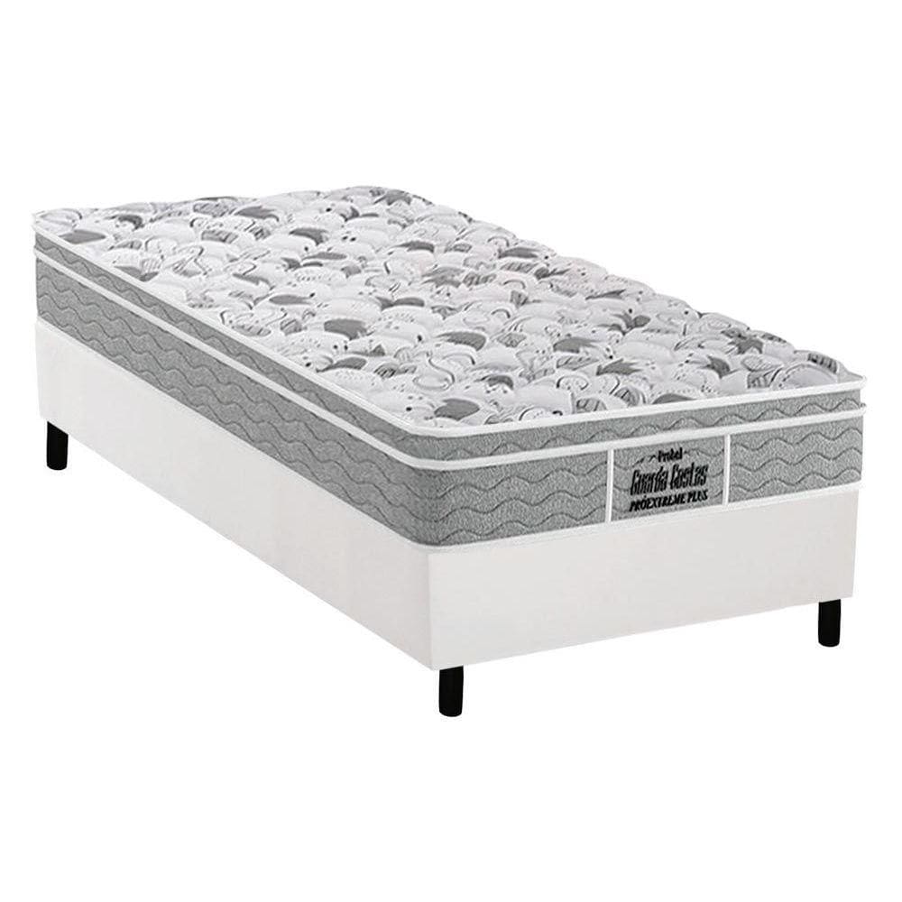 Cama Box Solteiro: Colchão Espuma Probel D45/EP Anatômico Guarda Costas Próextreme Plus + Base CRC Courano White(88x188)