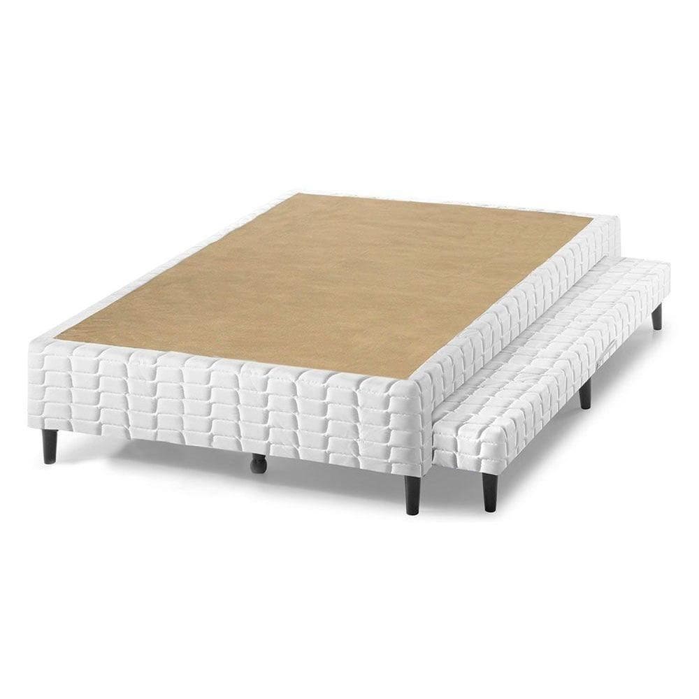 Cama Box Base c/Auxiliar Universal Casal Bordado White (138x188x25) - D Angelis Anjos