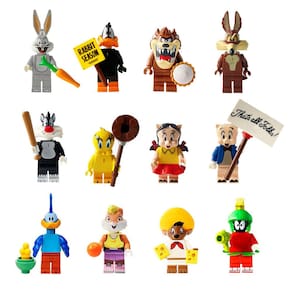 Kit 12 Bonecos Looney Tunes Pernalonga Patolino Blocos De Montar
