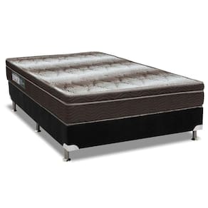 Cama Box Casal: Colchão Ortopédico Ortobom Light + Base CRC Camurça Black (138x188)