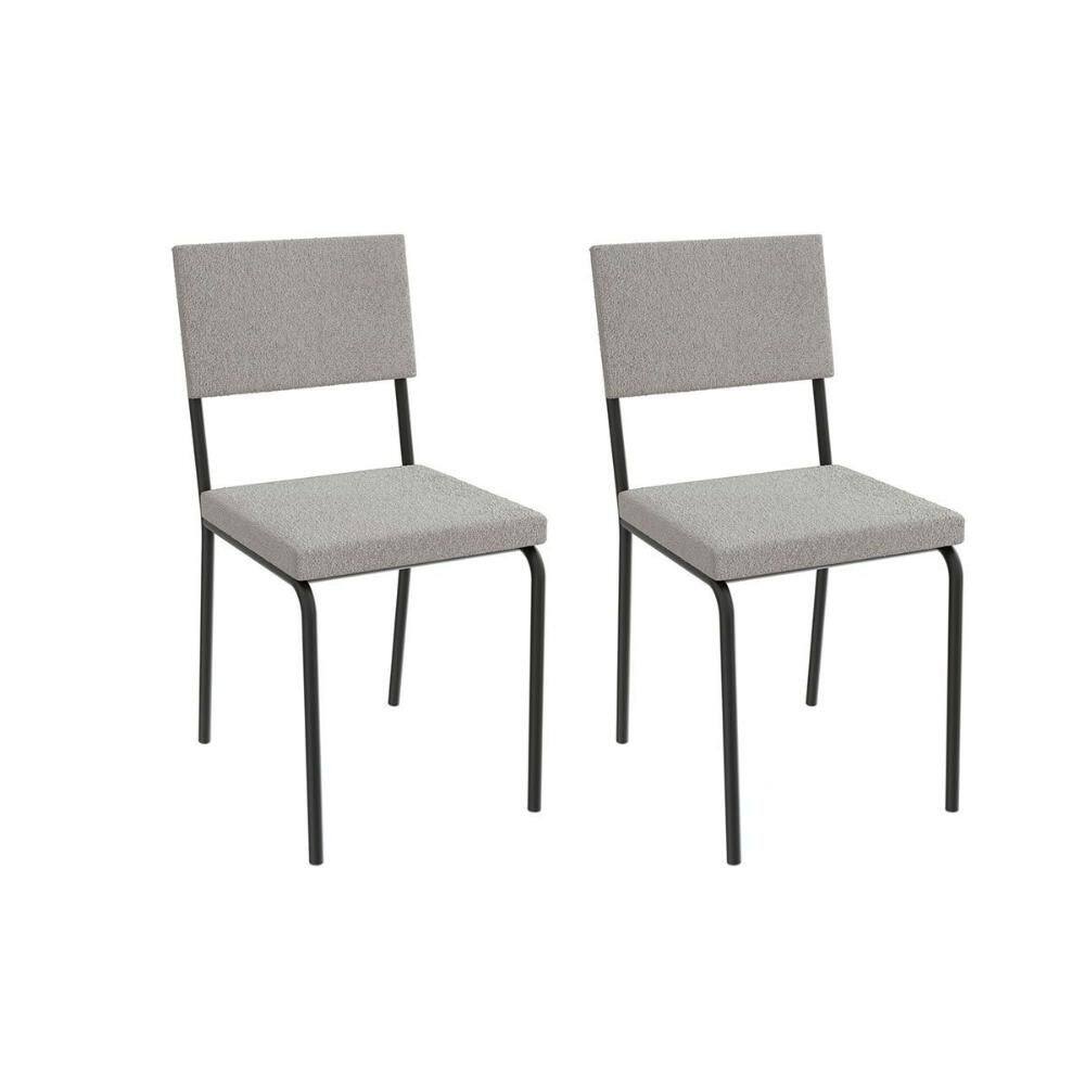 Cadeira Sala de Jantar Zaria 2C128 Aço Kit 2 Uni Preto/Boucle Cinza - Kappesberg