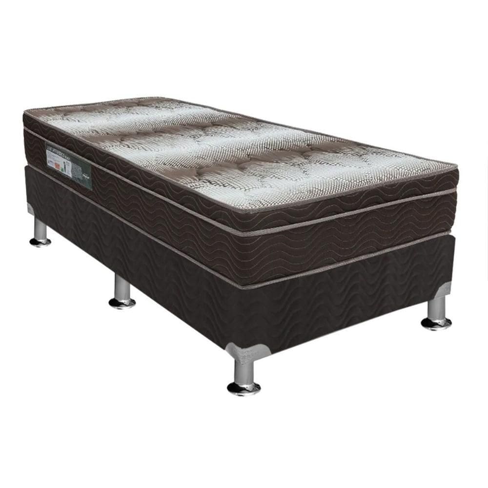 Cama Box Solteiro: Colchão Ortopédico Ortobom Light + Base CRC Courano Black (88x188)